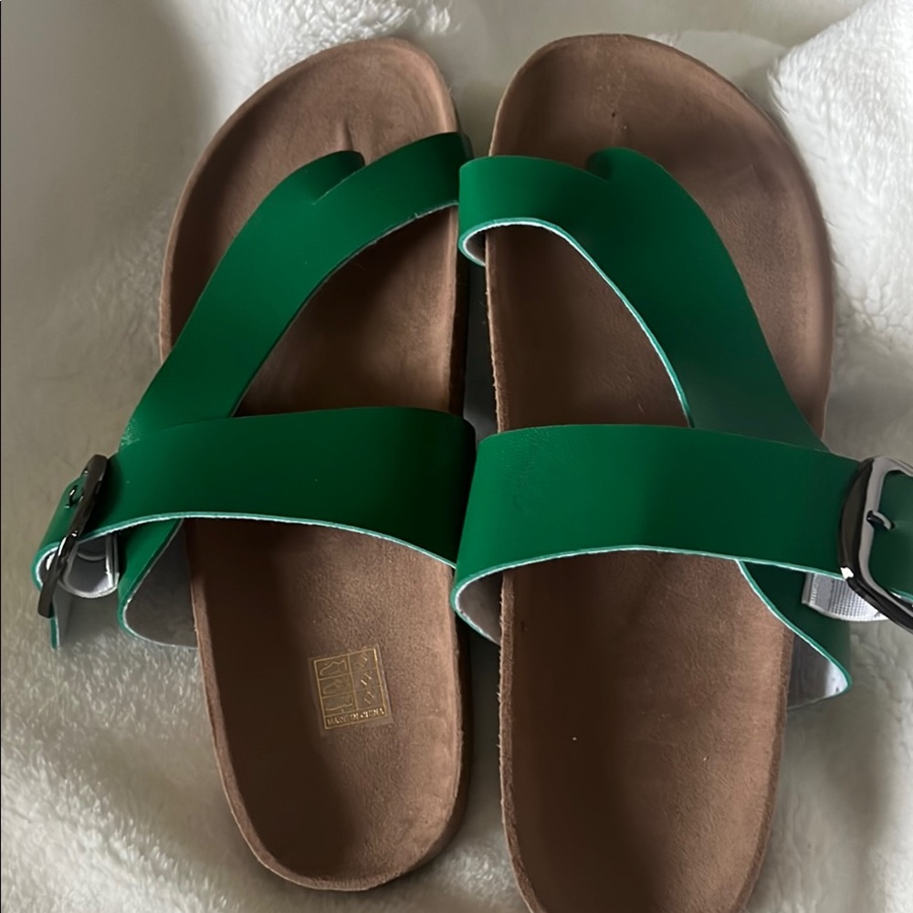 Green Slide Sandals